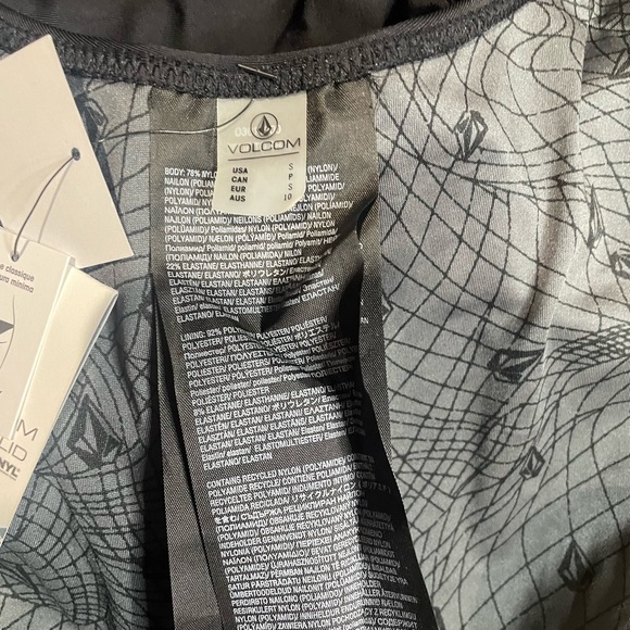 Volcom Black Simply Solid One-Piece Swimsuit Tie Halter Knotted Skimpy Small NEW - Picture 9 of 11